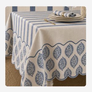 Stripes and pattern light blue Table cloth