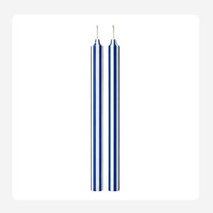 Blue and white vertical stripes – Hand painted Candles