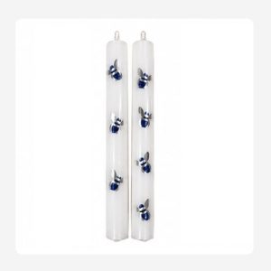 Silver and blue bee – Hand painted Candles