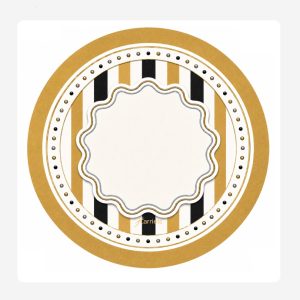 Gold Black Striped Round Disposable Coaster