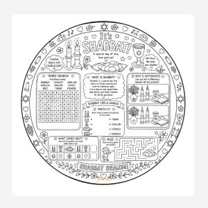 Round Children’s colour in paper placemats Its Shabbat Games