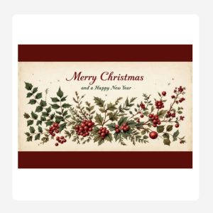 Merry Christmas Holly Berries Placemats Disposable Paper Placemats Set 24