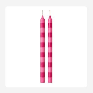 Light pink and dark pink lines – Hand painted Candles
