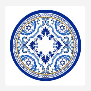 Star of David Blue pattern Round Disposable Paper Placemats Set 24