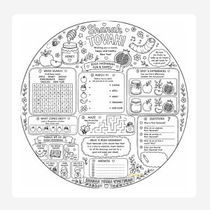 Round Children’s colour in paper placemats Shanah Tova Games