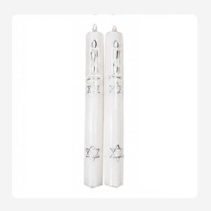 White and silver magen david – Hand painted Candles