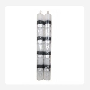 White and Black stripes and silver hearts – Hand painted Candles
