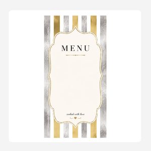 Striped Silver, white and gold Disposable paper menus