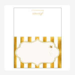 Bee Gold and White Stripes Name place setting