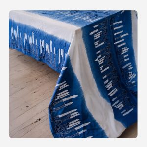 Candles 100% Indian Cotton Block Print Table Cloth blue