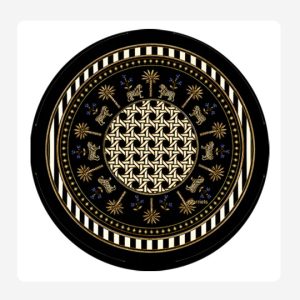 Tiger Bamboo Black Round Placemat Set 24