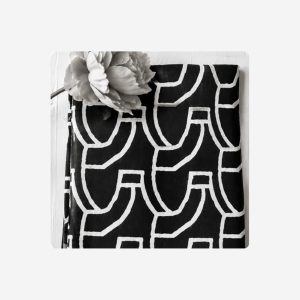 African Dance Black White Linen Feel Throw
