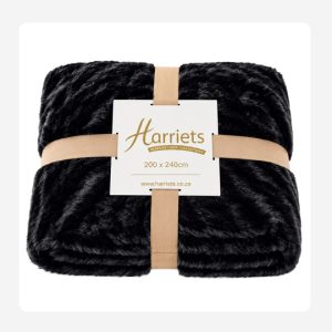 Super Soft Black Faux Fur Throw