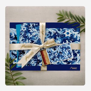 Star of David Swirls Blue – Disposable Dining Sets (Placemats, Napkins & Long Matches)