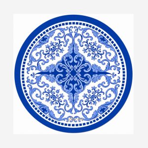 Blue Floral Round Disposable Coaster