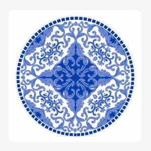 Round Blue pattern Disposable Paper Placemats Set 24