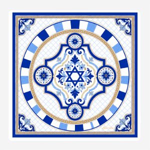 Moroccan Magen David Blue Square Placemat Set 24