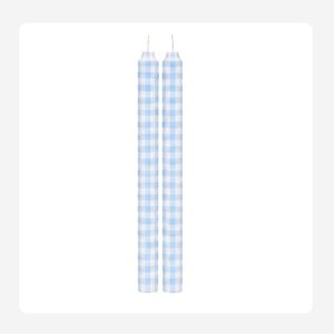 White and light blue checkers – Hand painted Candles