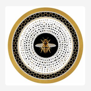 Round Gold Bee Disposable Paper Placemats Set 24