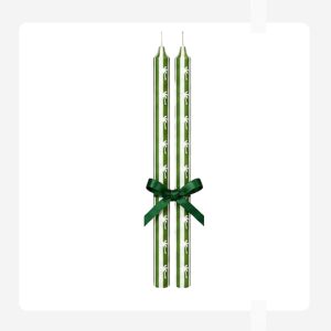 Green and white trees vertical lines – Hand painted Candles